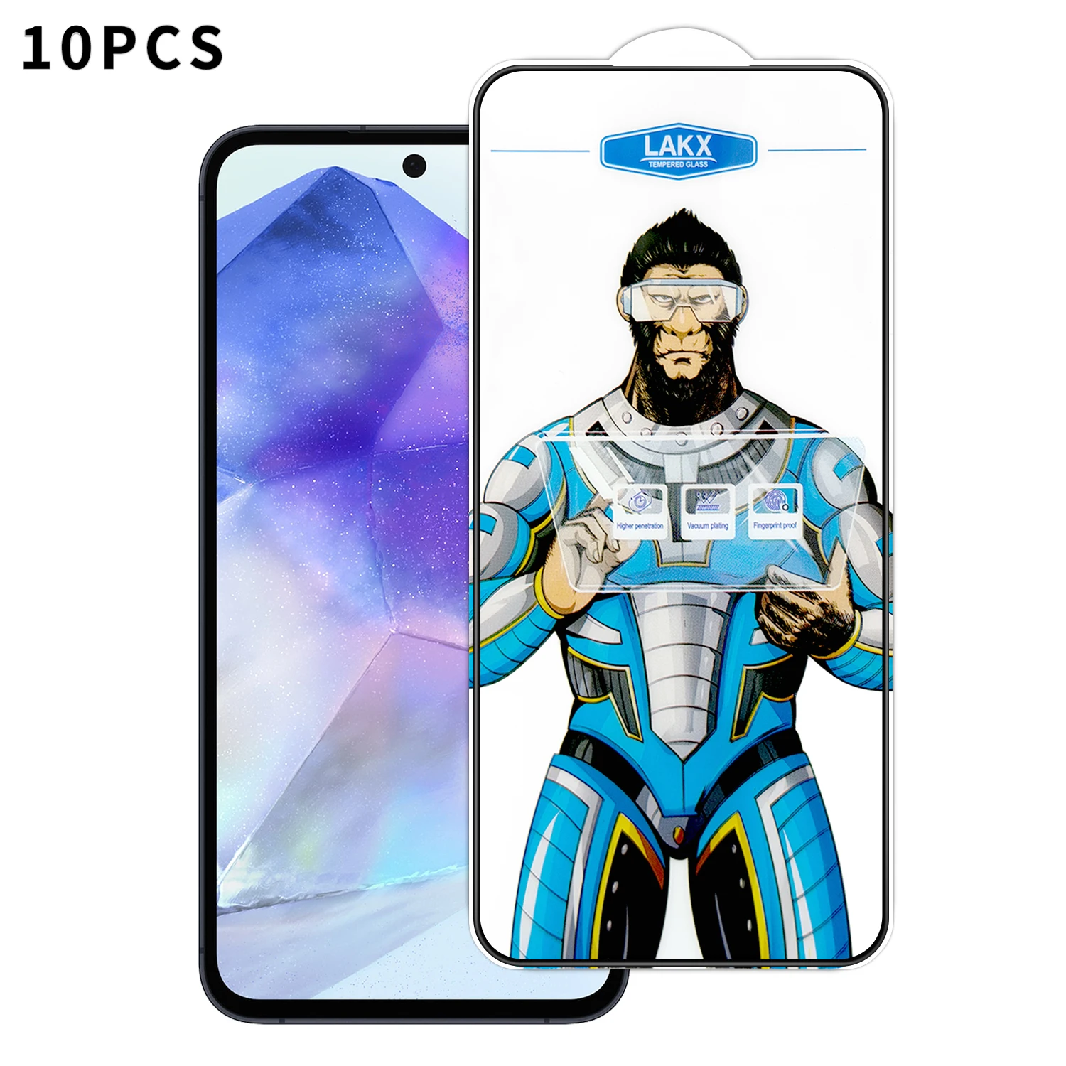 

For Samsung Galaxy A55 5G 10Pcs High Definition Tempered Glass Anti-fingerprint Anti-static Electroplating Full Screen Protector