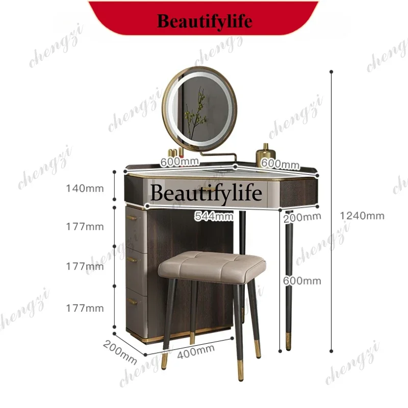N178 Corner Luxury Vanity Dresser Storage Mirror Set Women Organizer Dressers Makeup Drawer Coiffeuse Chambre