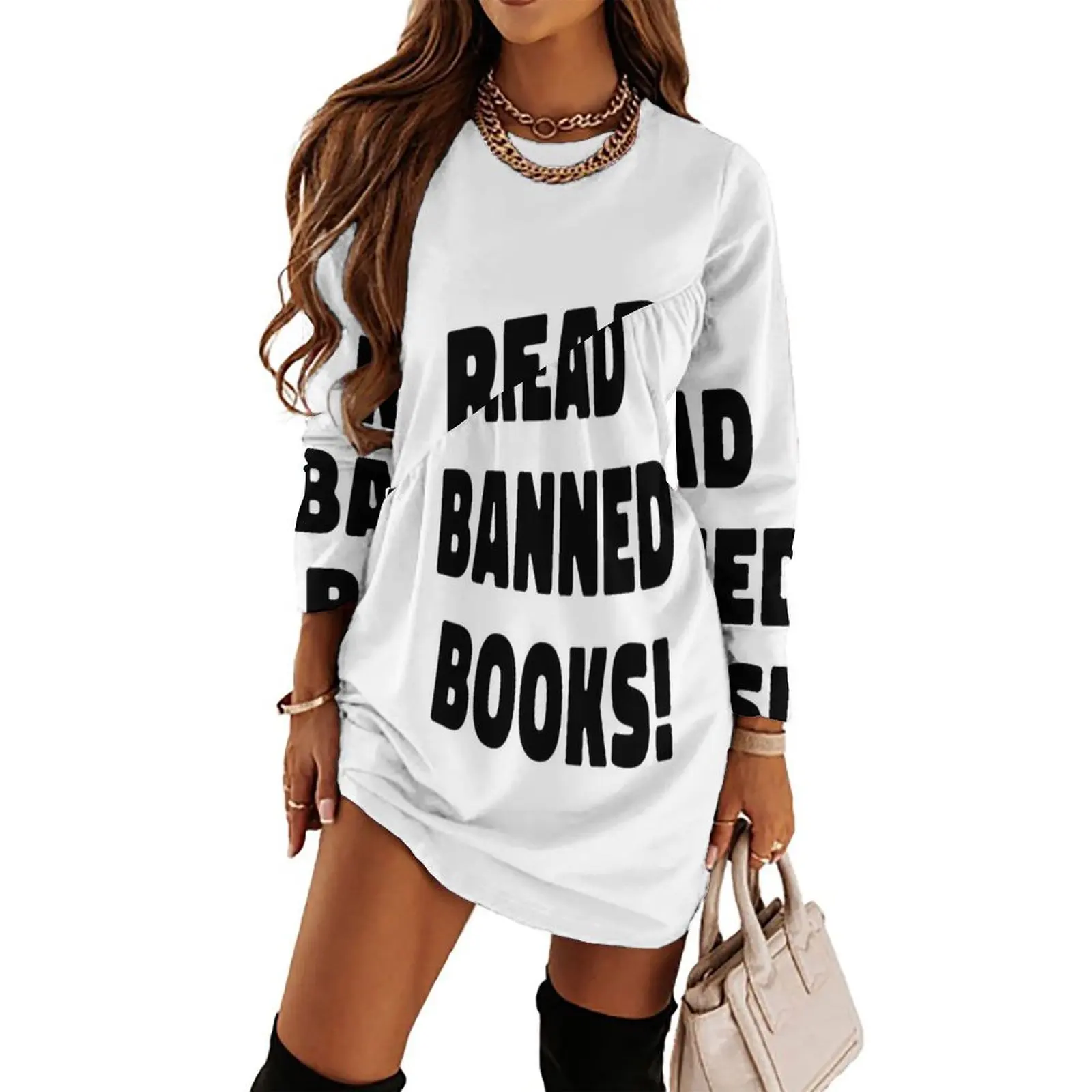 

Read banned books in black text Long Sleeved Dress prom dress 2024 summer dress women 2024 Elegant gowns