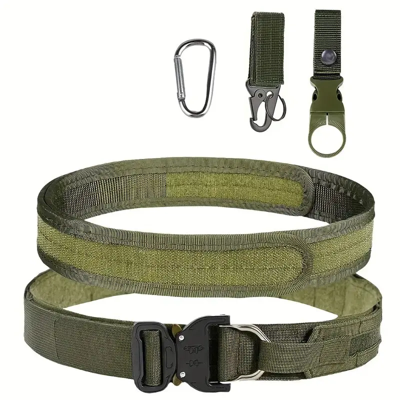Сверхмощный тактический ремень, двухслойный утолщенный нейлоновый материал, с быстросъемной металлической пряжкой, подходит для улицы