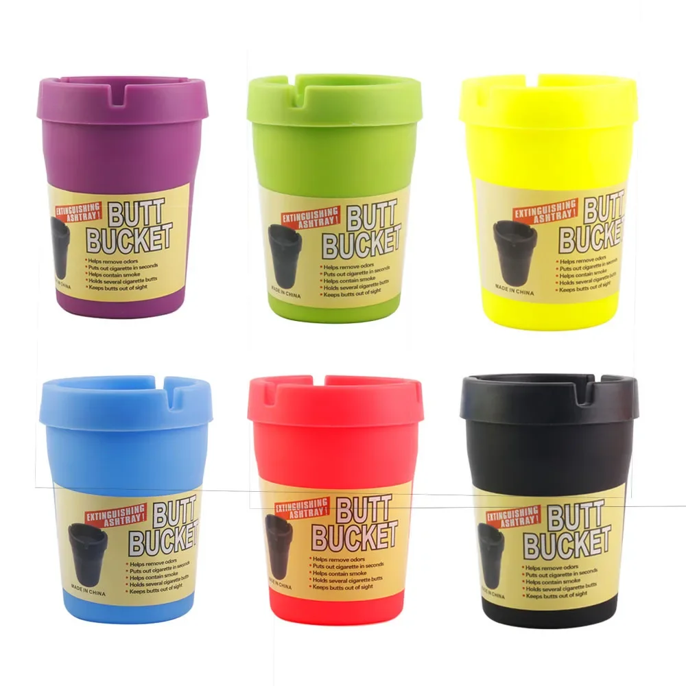 

HAPPY Portable Car Ashtray Large Capacity Double Layer with Cigarette Lock Holder Fireproof PP Material Washable Smoke Ash Tray