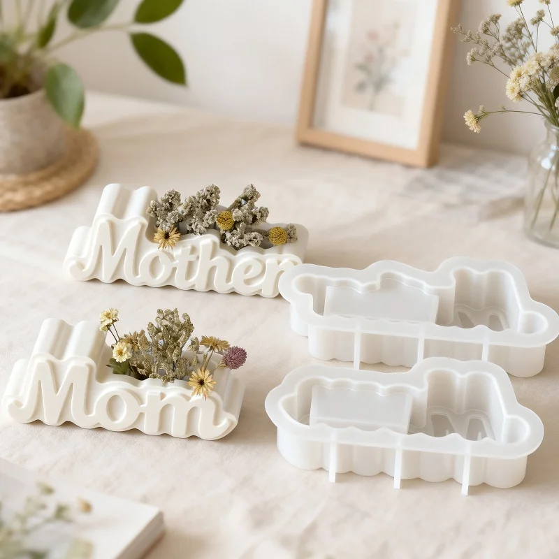 Letter Shape Vase Plaster Silicone Mold DIY English Alphabet Desktop Ornament Resin Molds Candle Aroma Gypsum Container Making
