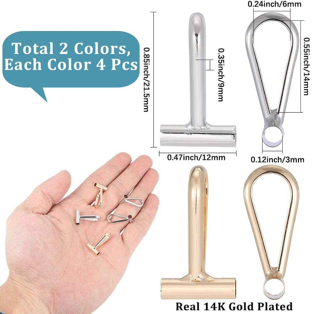 1 Box 8Pcs Pin to Pendant Converter Brooch Pendant Converters Gold Silver Convert Brooches Changing Pins Into Pendants Converter