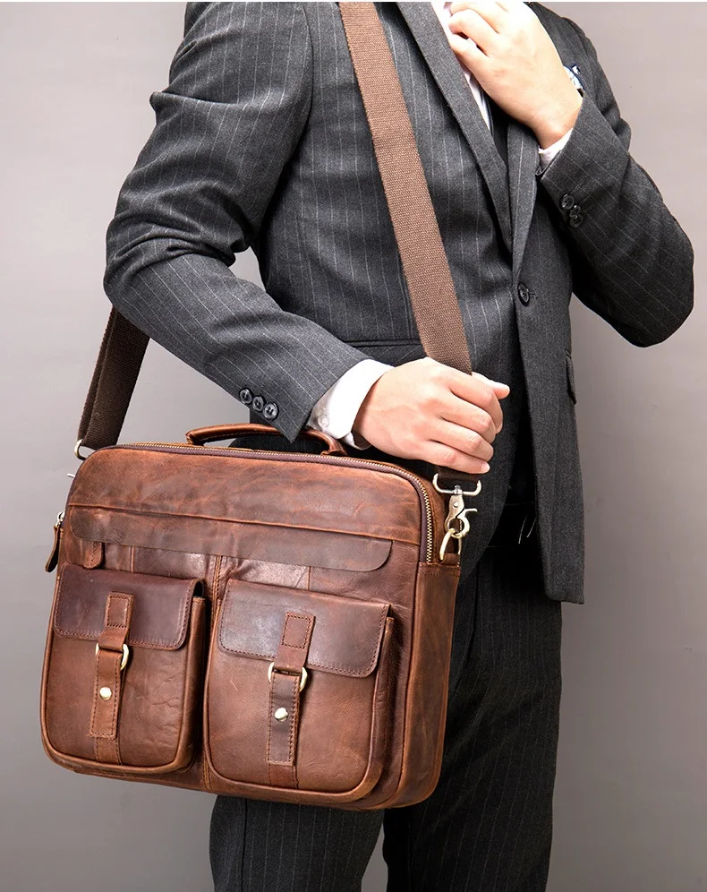 Valigette da uomo retrò Borse per laptop in vera pelle Borse a tracolla da uomo Borsa a tracolla da uomo alla moda
