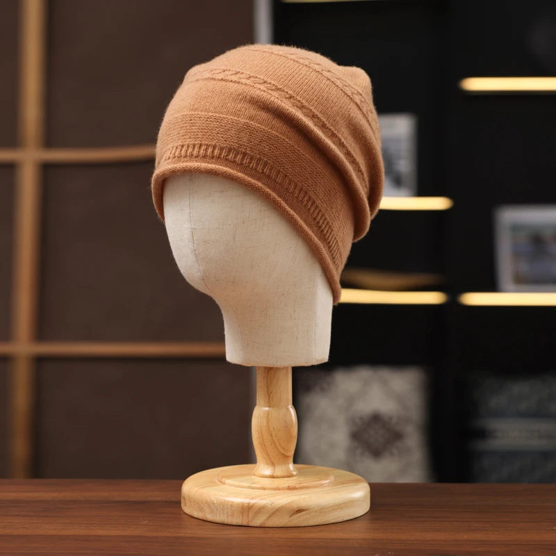 

ZOCEPT 1pcs Warm Knitted Beanie Hat For Women - Fashionable Solid Casual Style 100% Merino Wool Heap Pullover Cap Ski Bonnet