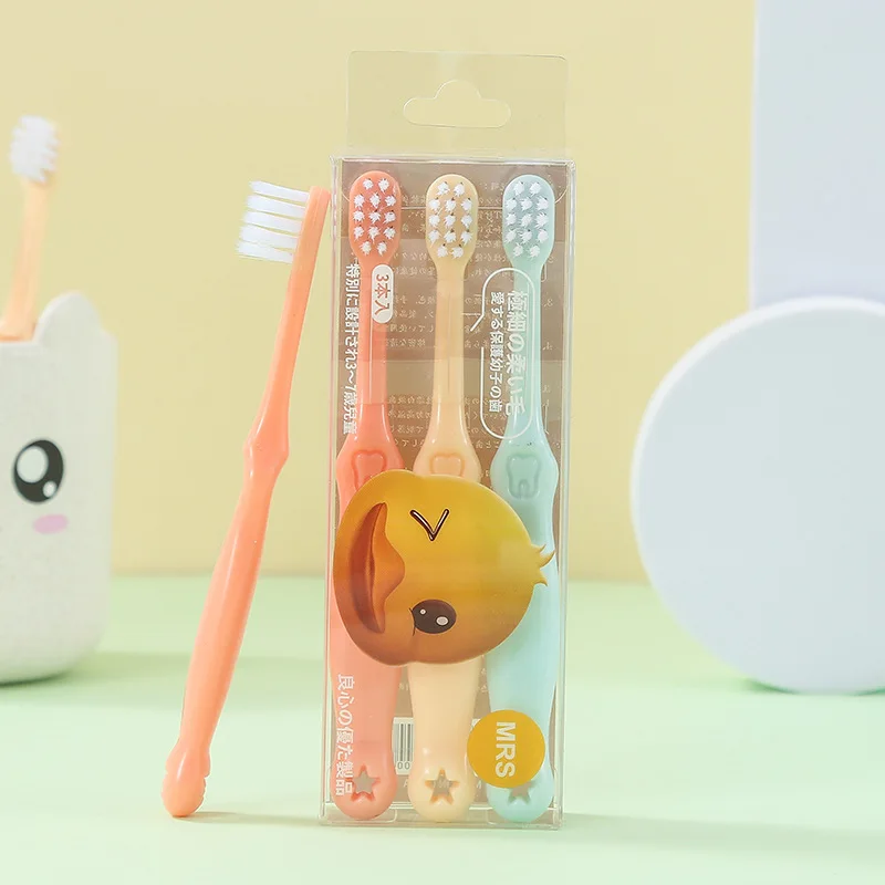 3 PC Children Soft Brush Toothbrush Cartoon Cute Little Duck Toothbrush Manual Non-disposable Kids Baby Toothbrush 3-5 Years Old