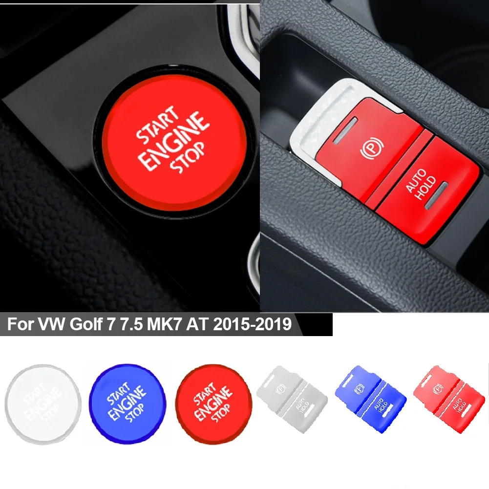 1/3Pcs Car Handbrake Auto Hold P Switch Button Sticker Cap Cover Start Trim Protection for VW Golf 7 7.5 MK7 AT 2015-2019