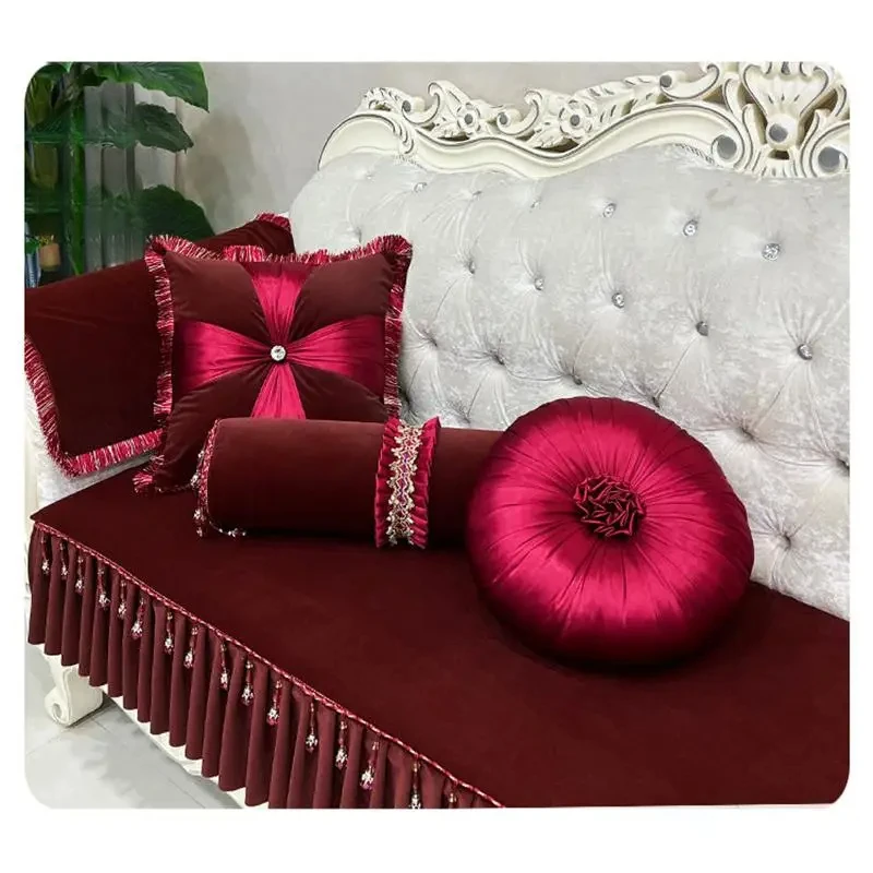 Europäischer Stil Quadratisches Rundes Kissen mit Kern Candy Taillenstützkissen Auto-Sofa-Sitzkissen Schlafzimmer Heimtextilien Dekoration