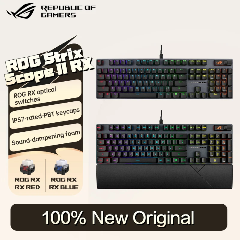 Rog Strix Scope II Gaming Keyboard, Sound-Dampening Foam, Rgb Gaming Keyboard, Clavier Gaming, Three Tilt Angles, And Wrist Rest