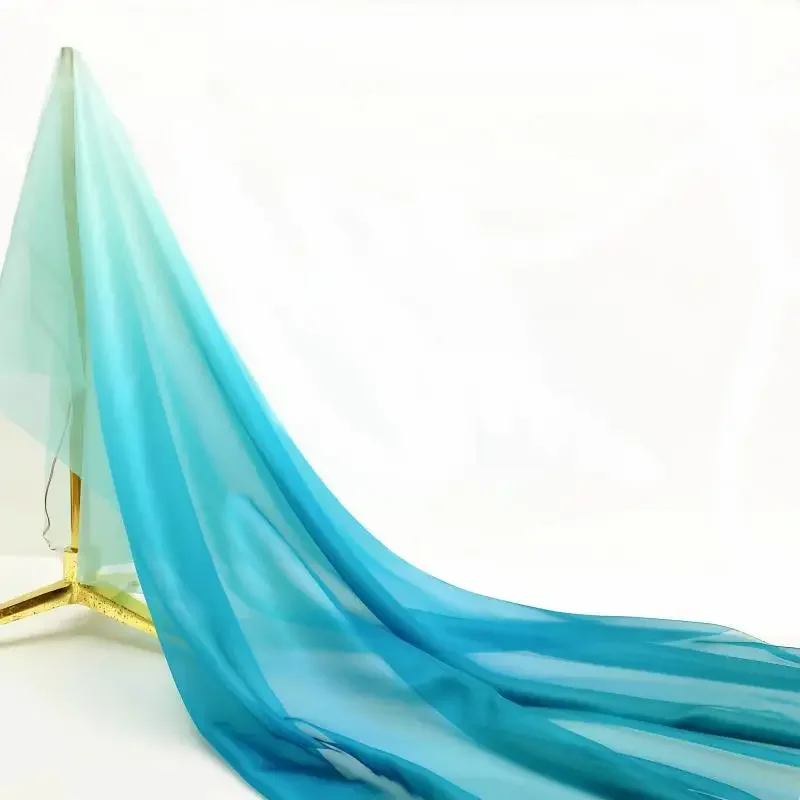 1x1.5m Gradient Color Chiffon Fabric for Sewing Dance Dress Hanfu Scarf Costumes DIY Sheer Tissue Shaded Color Stage Fabric