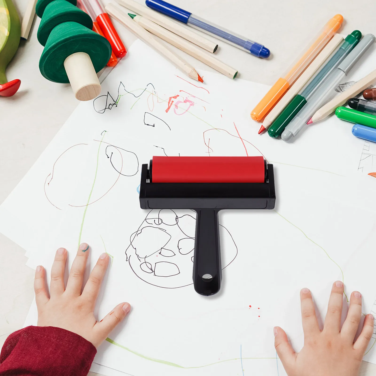 Small Paint Roller Printmaking Rubber Hand Tool Easy Grip Painting Ink Applicator Brush