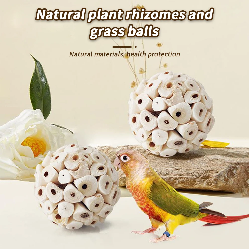 9pcs 2.4in Bird Chew Toys Ball Natural Soft Shredding Foraging Toy Parrot Chewing Rattan Balls Small Animals Cage Wicker