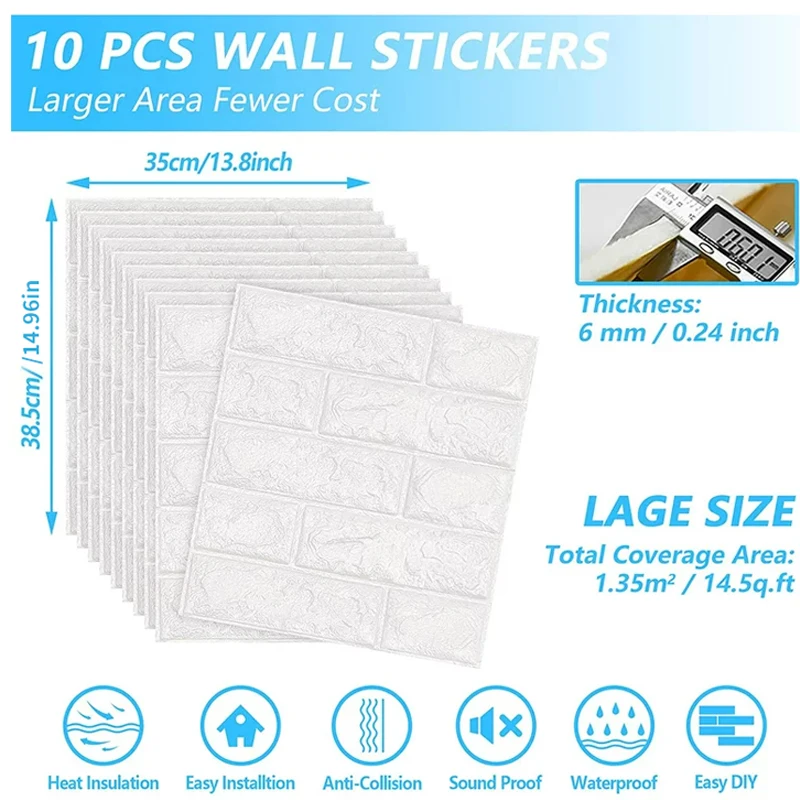 3D Wall Stickers Self-adhesive Wallpaper Anti-collision Soft Bags Bedroom Decoration Moisture-proof Wall Stickers 10pcs