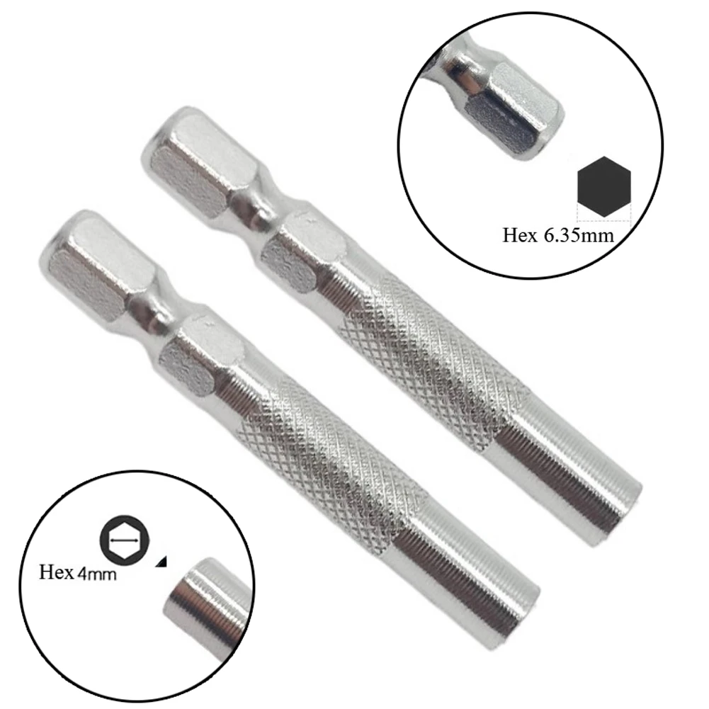 2pcs Screwdriver Adapter Hex Shank 6.35mm Insert Bit Adapter To 4mm Electric Screwdriver Socket Holder Hand Tool