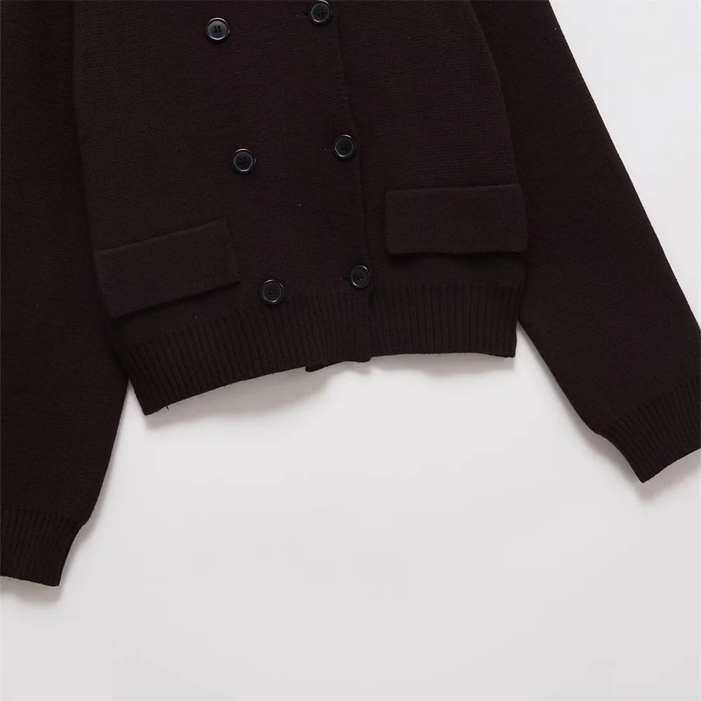 여성용 신상 유럽 및 미국 스타일 더블 브레스티드 라펠 긴 소매 캐주얼 루즈 자켓 가디건