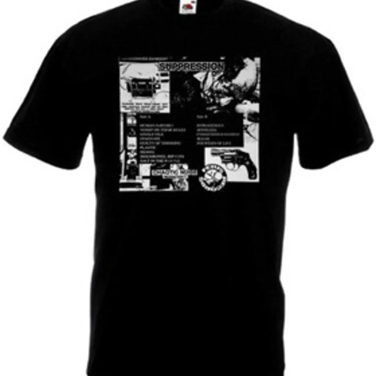 Camiseta Suppression v11 Negra Hardcore Punk Todas las Tallas S-5XL Vintage Lavada Cómoda Elástica para Uso Diario