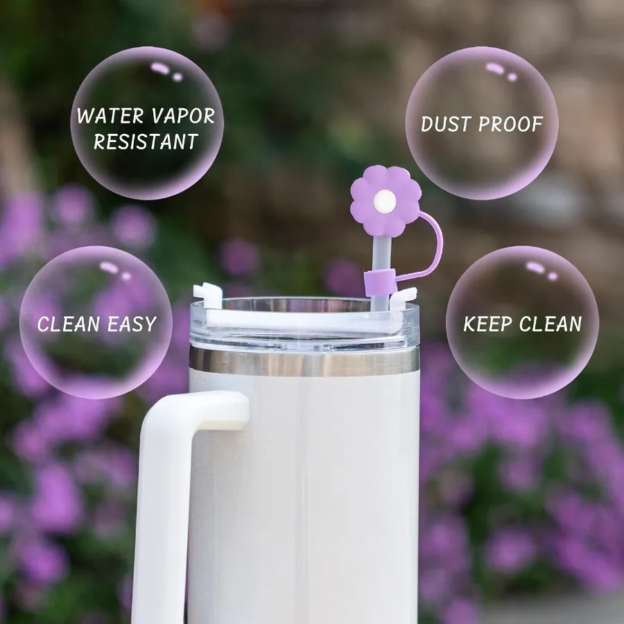 6 قطعة غطاء كوف القش Toppe 0.4in 10 مللي متر غطاء القش ل 20and30and40oz بهلوان شرب كوب مع مقبض قابلة لإعادة الاستخدام لطيف سيليكون نصائح #3