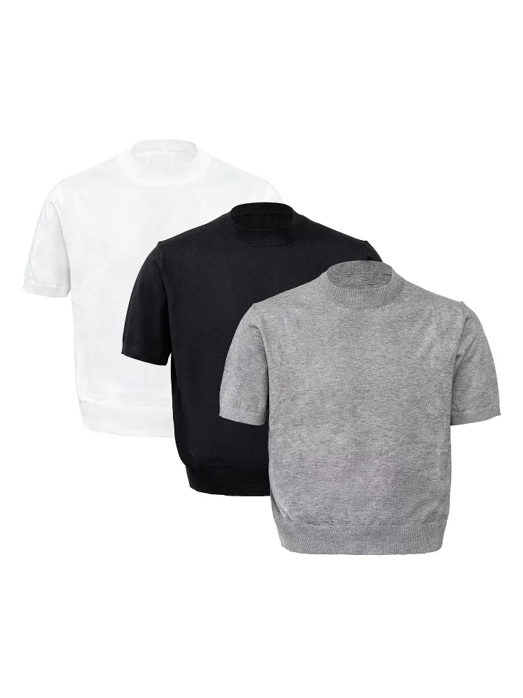 

ay Knitted Slim Fit ort Sve Men's Fitn Muscle Highlighting T-irt American Cleanfit f Sve Elastic round Ne...