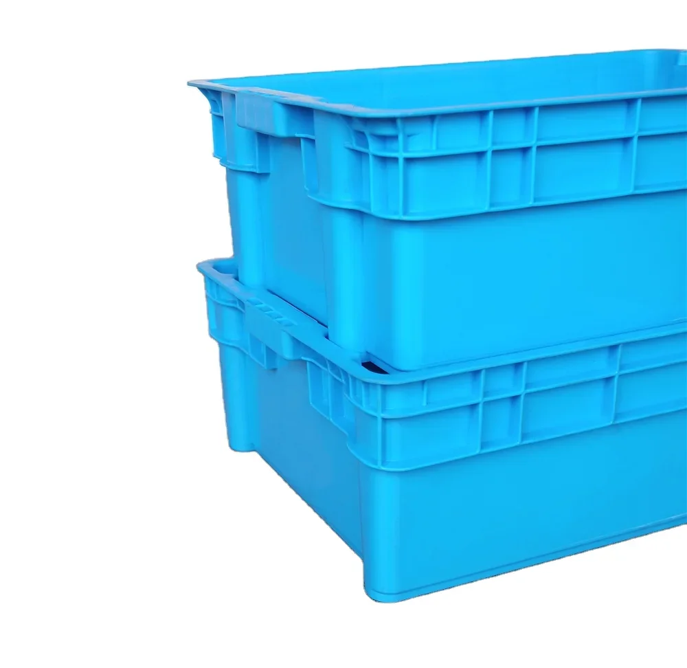 

cheap price high quality customized color 600x400x200 mm fish shipping crate stacking and nesting plastic fish box totes