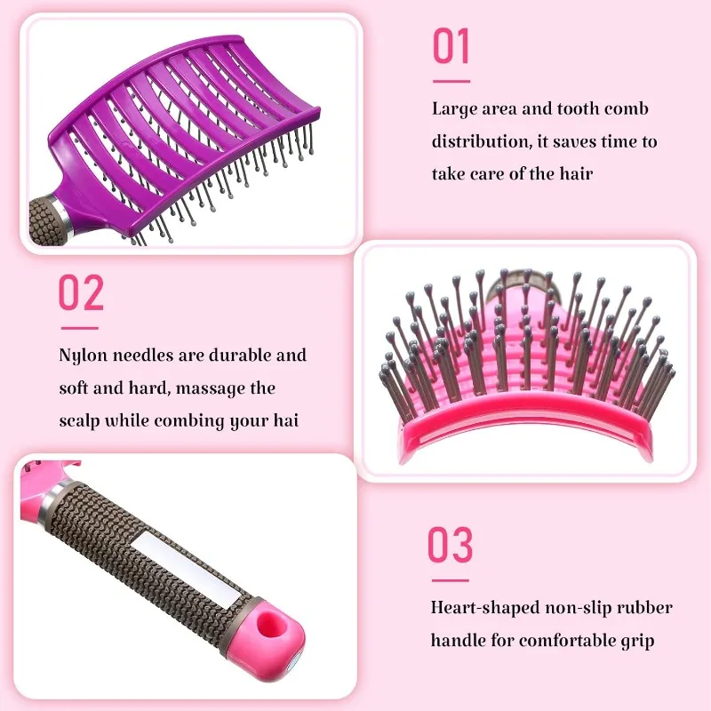 Hair Brush Hair Comb Detangling Hair Brush Nylon Women & MenWet Massage Comb Curly Hairdressing Salon Styling Tools view 4