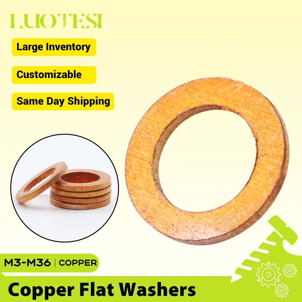 M3M4M5M6M8M10M12M14M16M18M20M22M24M27M30M33M34M36 Copper Flat Solid Pure Oil Plugs Washer Crush Sealing O-Ring Seal Spacers