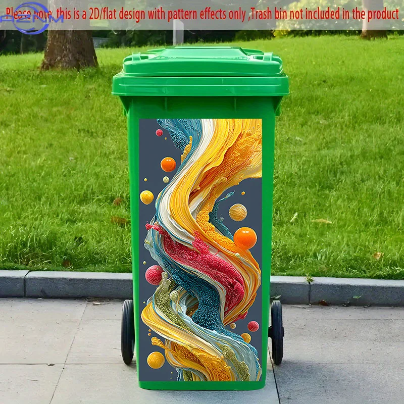 2D Flat Printing 1pc 2D Pattern Printed Kitchen Trash Can Sticker, xcm, 