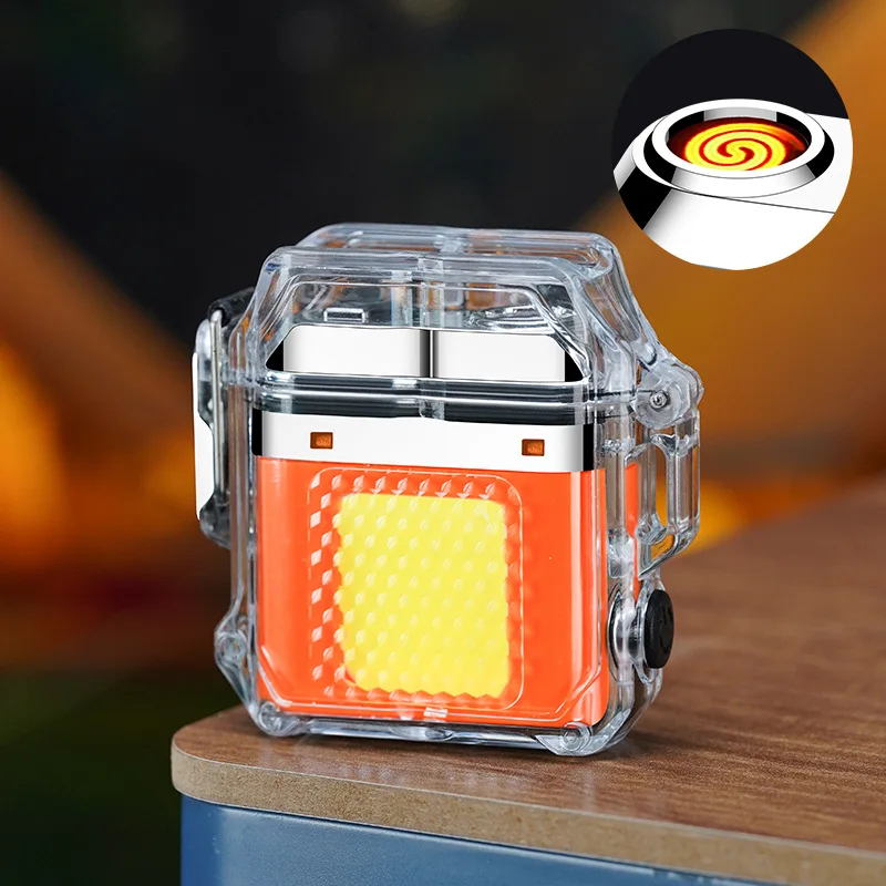 Portable Rechargeable Electronic Lighter Outdoor Waterproof Windproof Work Light Mini COB LED Flashlight Flameless Lighter