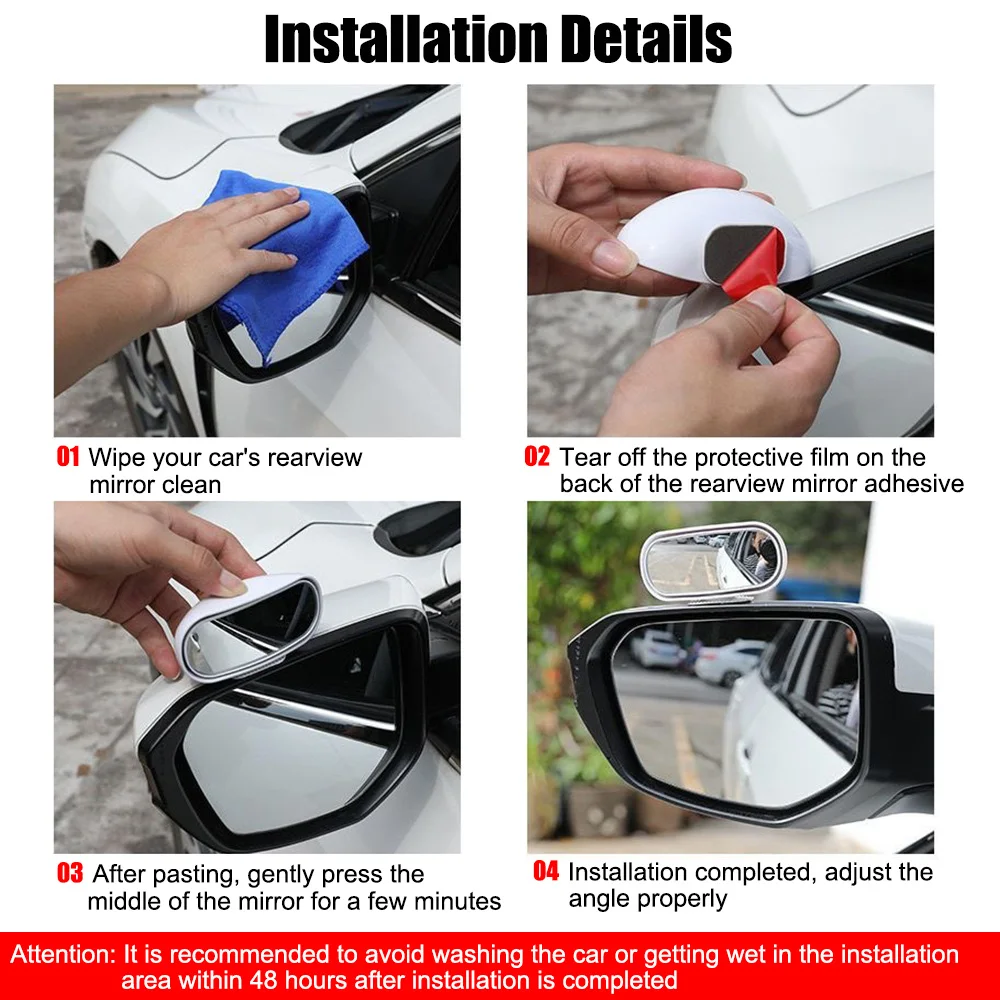 Reverse Blind Spot Universal Car Mirror 360° Adjustable HD Glass Auxiliary Rear View Mirror Wide Angle Side Rear Mirrors