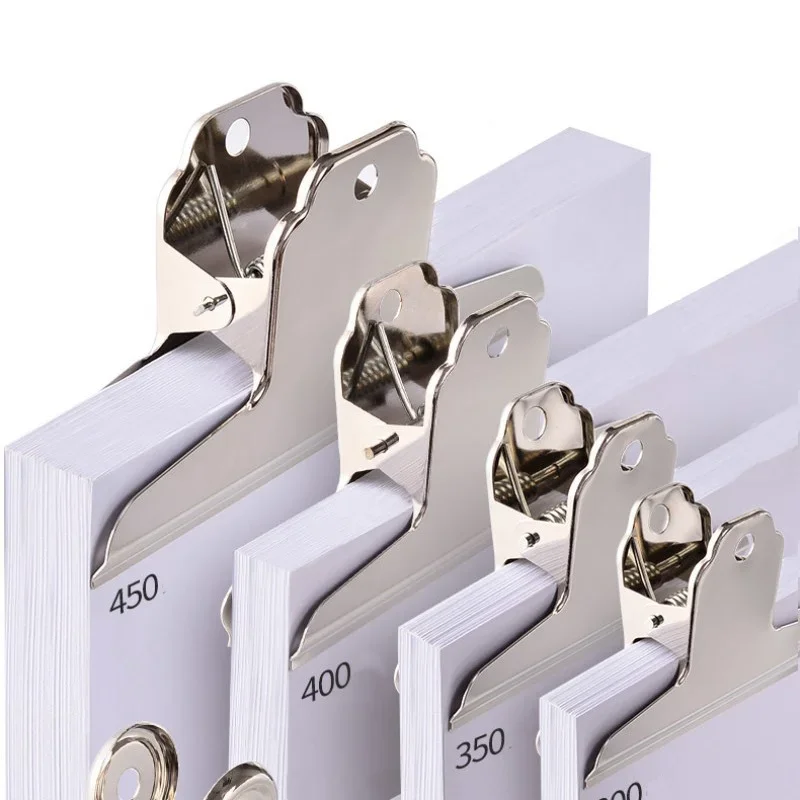 2/3/4 Large Bullhead Holder, Silver Metal Folder Keychain Holder for home office school supplies, photos, maps, signage, paper