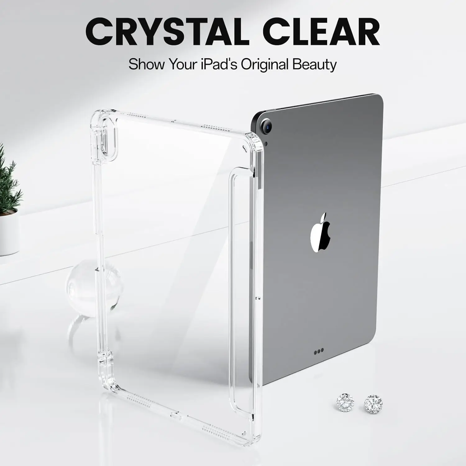 حافظة لجهاز iPad Air 11 بوصة M3/M2(2025/2024)، iPad Air الجيل الخامس/4th (2022) 10.9 بوصة مع حامل قلم رصاص، شفاف #3