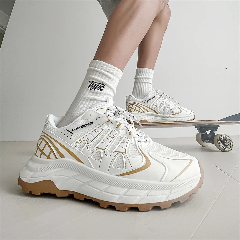 Men's Shoes 39-44 Thick-soled Breathable Sneakers Fashion Mesh Casual Shoes Delivery Fast Casual Men's Cloth Shoes
