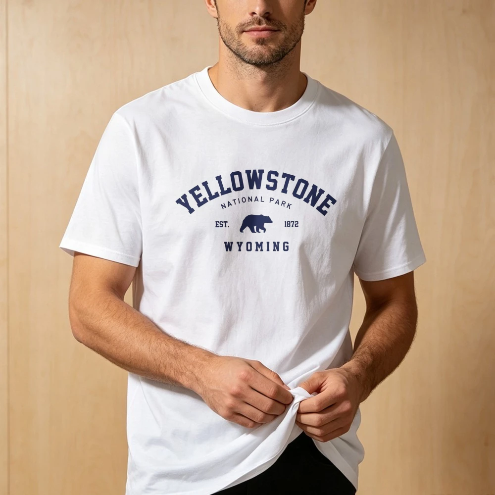 Yellowstone National Park T-shirt Mountains Bear Tops Unisex High Quality Cotton Tees Est 1872 National Park Souvenir Men Tshirt
