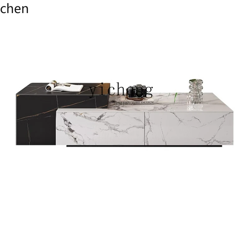 YFY Plate Coffee Table Living Room Small Apartment Retractable Drawer Marble Coffee Table Light Luxury Modern Creative Trending