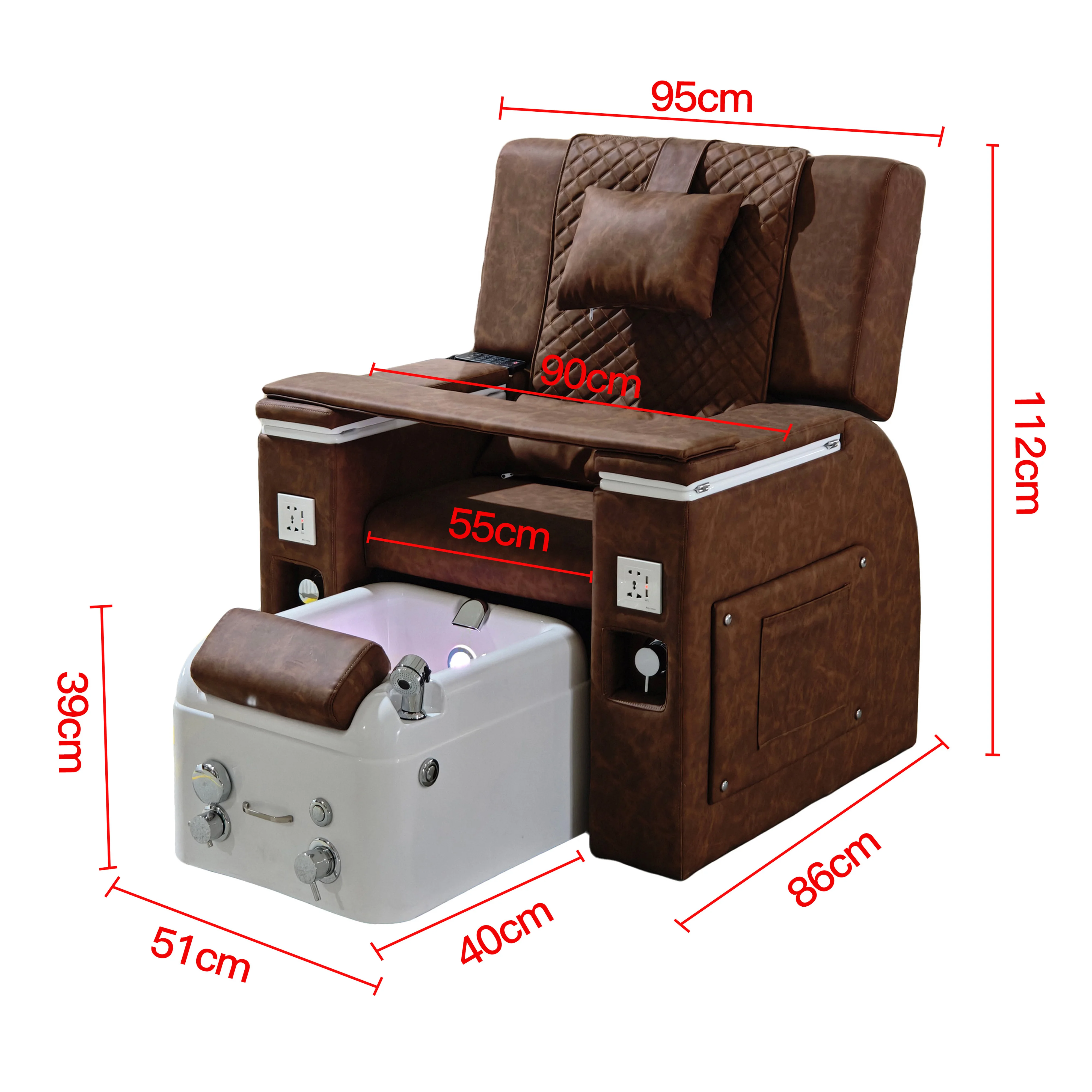 Pedicure Chair with Built-in Foot Basin, Adjustable Recliner Foot Spa Massage Sofa for SPA Salon Nail Shop, Foot Massage Chair