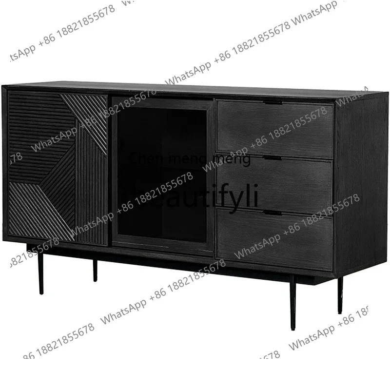 

G Nordic side cabinet solid wood living room medieval storage locker household glass wine cabinet