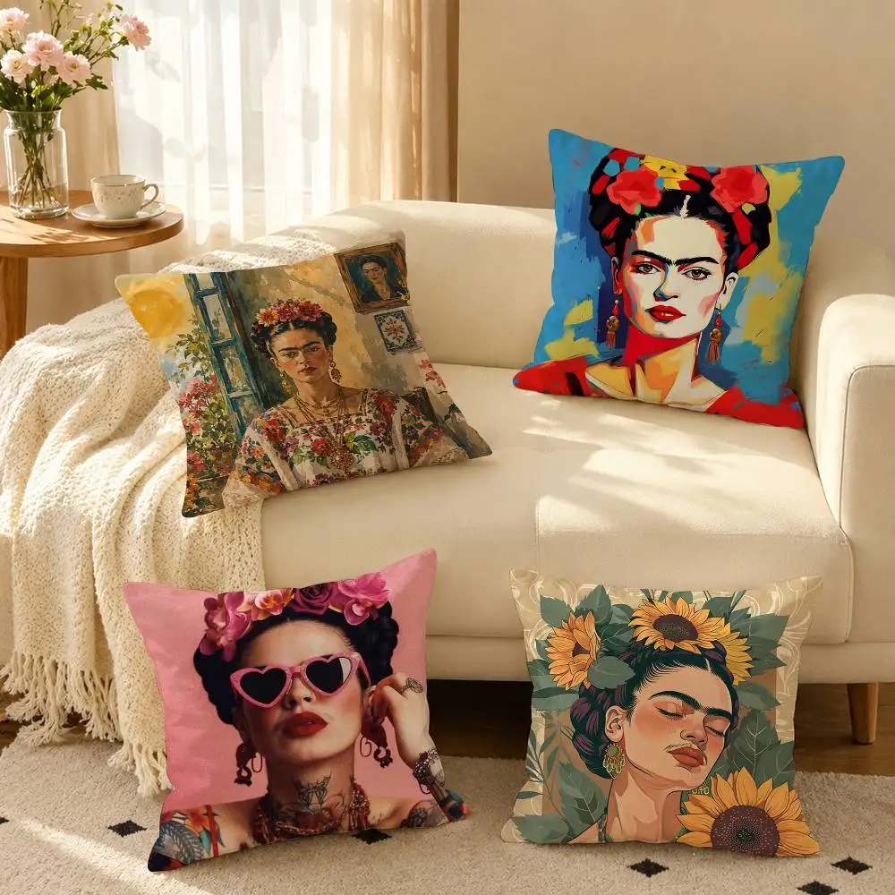 Fashion F-Frida Kahlo Art  Pillow Case Square Double-Sided Sofa Cushion Cover Bedroom Bedside Pillow