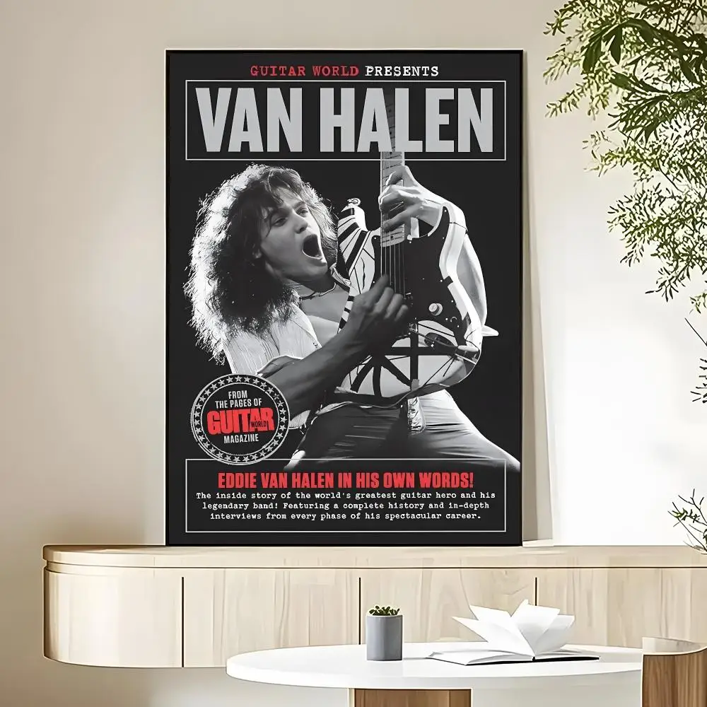Eddie Van Halen Poster HD Art Sticky Wall Waterproof Home Living Room Bedroom Bar Aesthetic Decoration