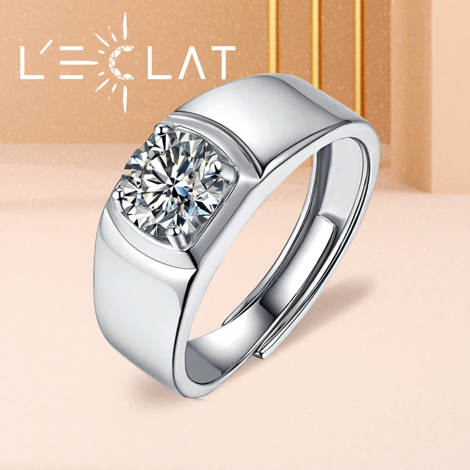 

LECLAT 1-5 Carat VVS1 D Moissanite Diamond Wedding Rings For Men Engagement 925 Sterling Silver Ring Modern Fashion Jewelry