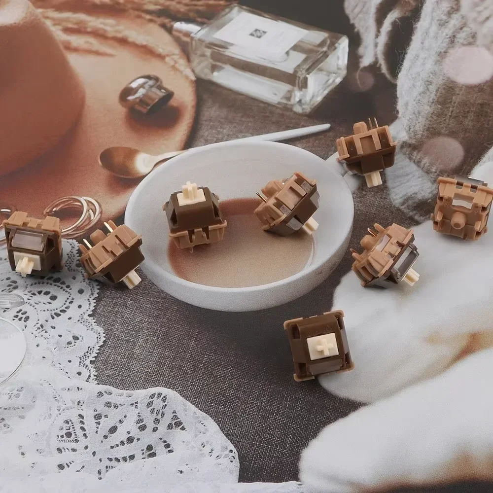 

Переключатели HUANO LEOBOG AULA Caramel Latte V2, линейный переключатель с механической клавиатурой на заказ, HiFi 45 г, 5 контактов, тонкая смазка, 22 мм, пружина