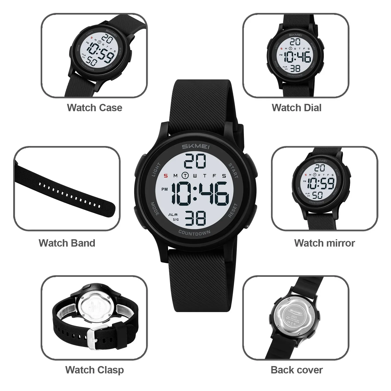 ساعات المعصم الموقت الالكترونيات طالب SKMEI 2427 الرجال عارضة الساعات الشابات #6