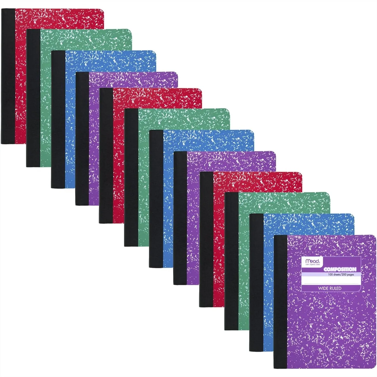 

12 Pack Wide Ruled Composition Notebooks, 7.5x9.75 Inches, 100 Sheets Each, Assorted Marble Colors