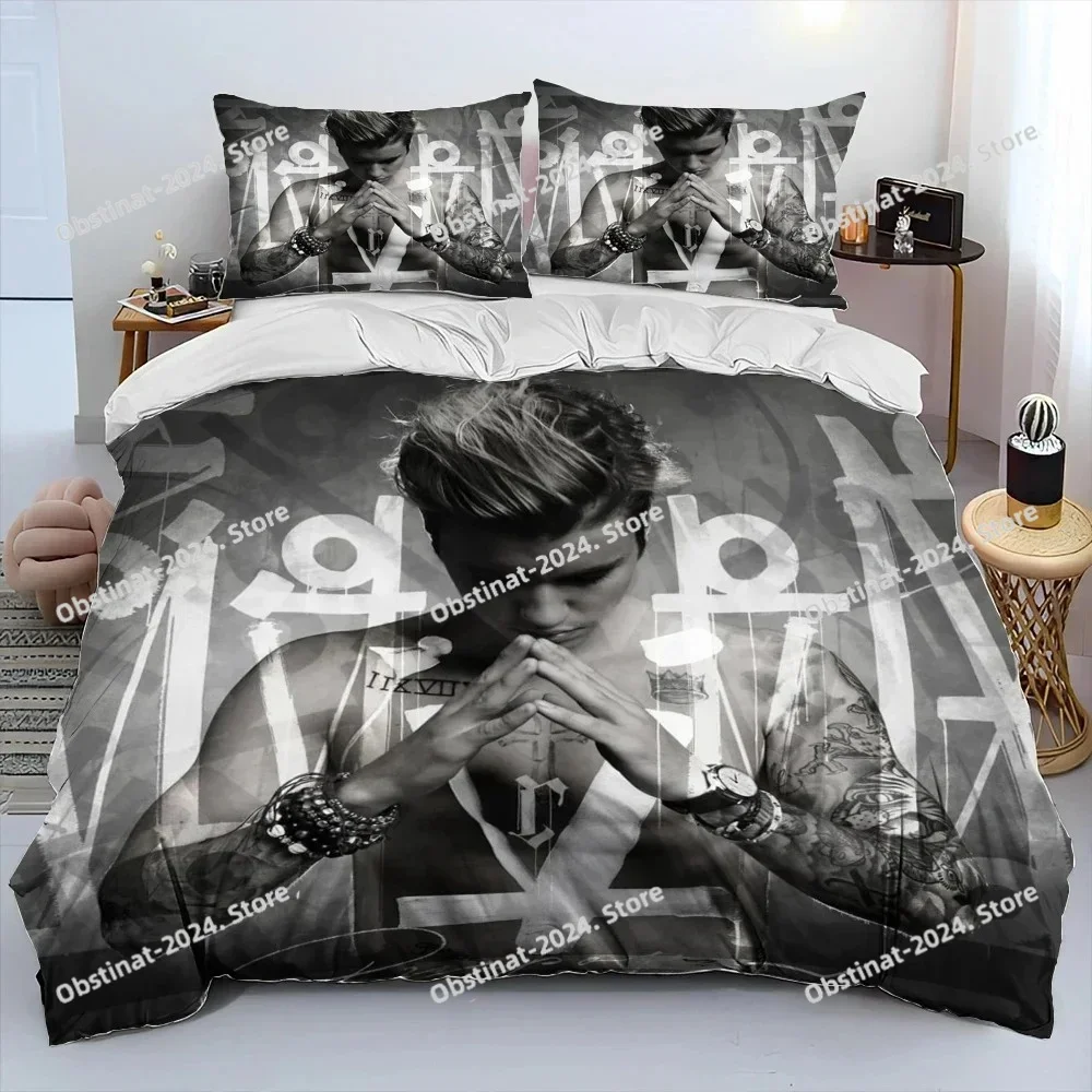 

Popular Singe Justin Bieber JBiebs Bedding Set Printed single Comforter Quilt Duvet Cover Pillow Case 3 Pieces Kids Adult Size