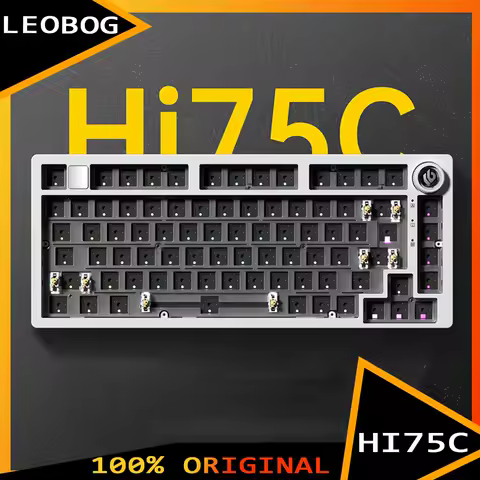 LEOBOG Hi75C Mechanical Keyboard 3Mode/Wired kit Hot Swap With Knob RGB Aluminium Alloy Gasket Hi75C Keyboard Kit PC Custom Gift