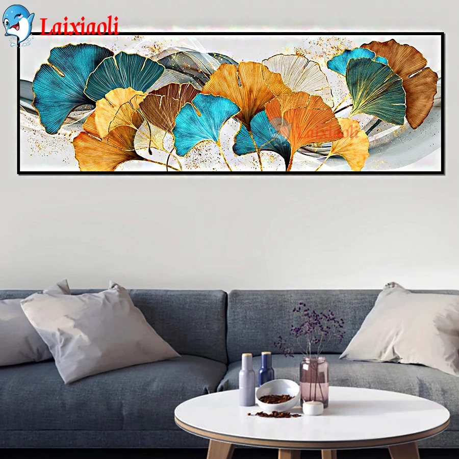 Full Square Round Drill 5D Diamond Painting Abstract Ginkgo biloba Leaf 5D Embroidery 