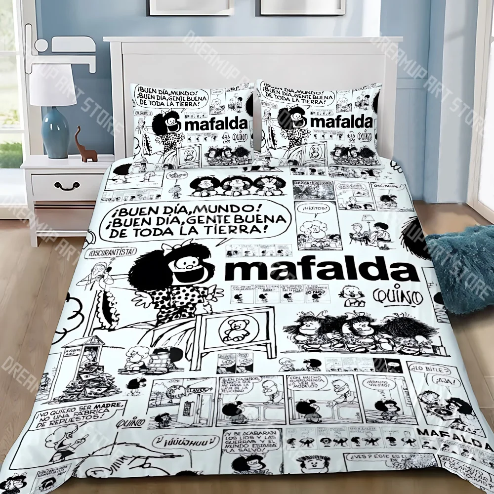 3D Printed M-Mafalda Manga Bedding Set for Boys Girls Duvet Cover Pillowcase Twin Queen King Full Single Double Sizes