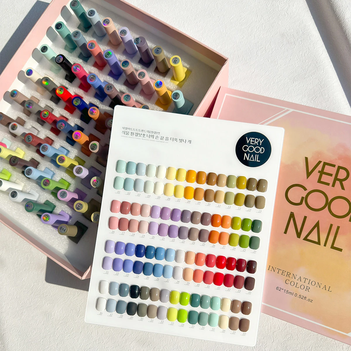 Very Good Nail 60 Colors Solid Color Gel Polish Set, High Pigment Korean Style UV LED Soak Off Nail Art Professional Salon Kit