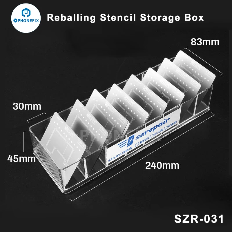 YCS-W08 BGA Reballing Stencil Storage Box Tin Template Steel Mesh Organizing Classifying Placement Tool PCB Soldering Repair