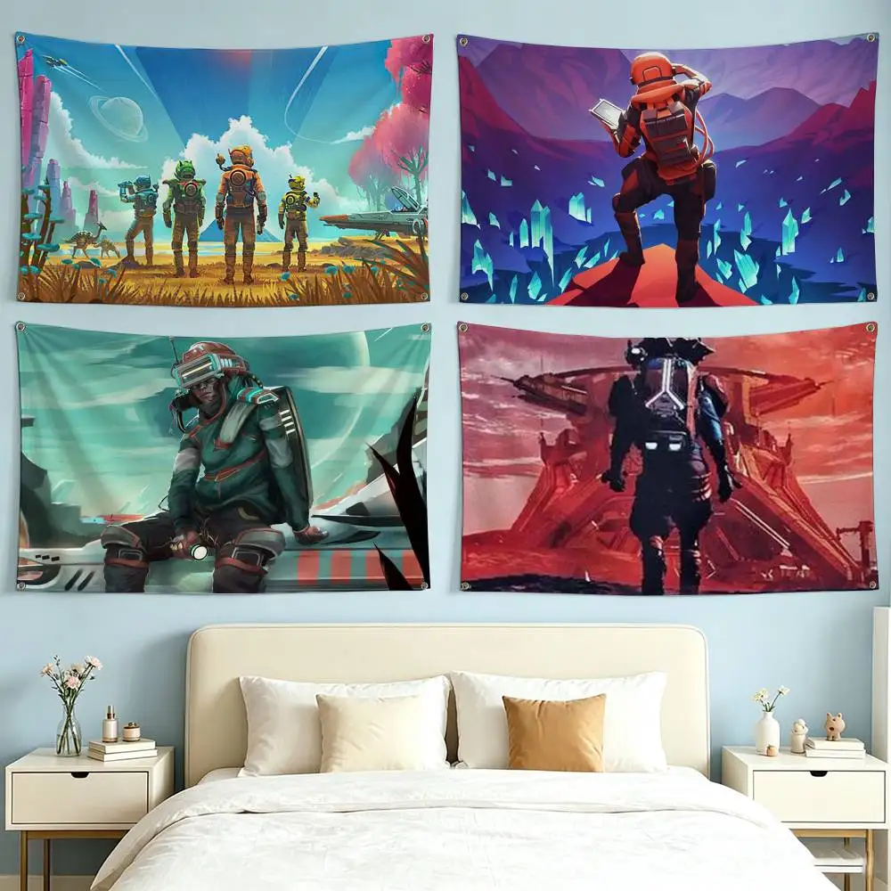 No Man S Sky Space Game  Flags Wall Hanging Tapestry Outdoor Garage Room Decorative flag Background Blanket