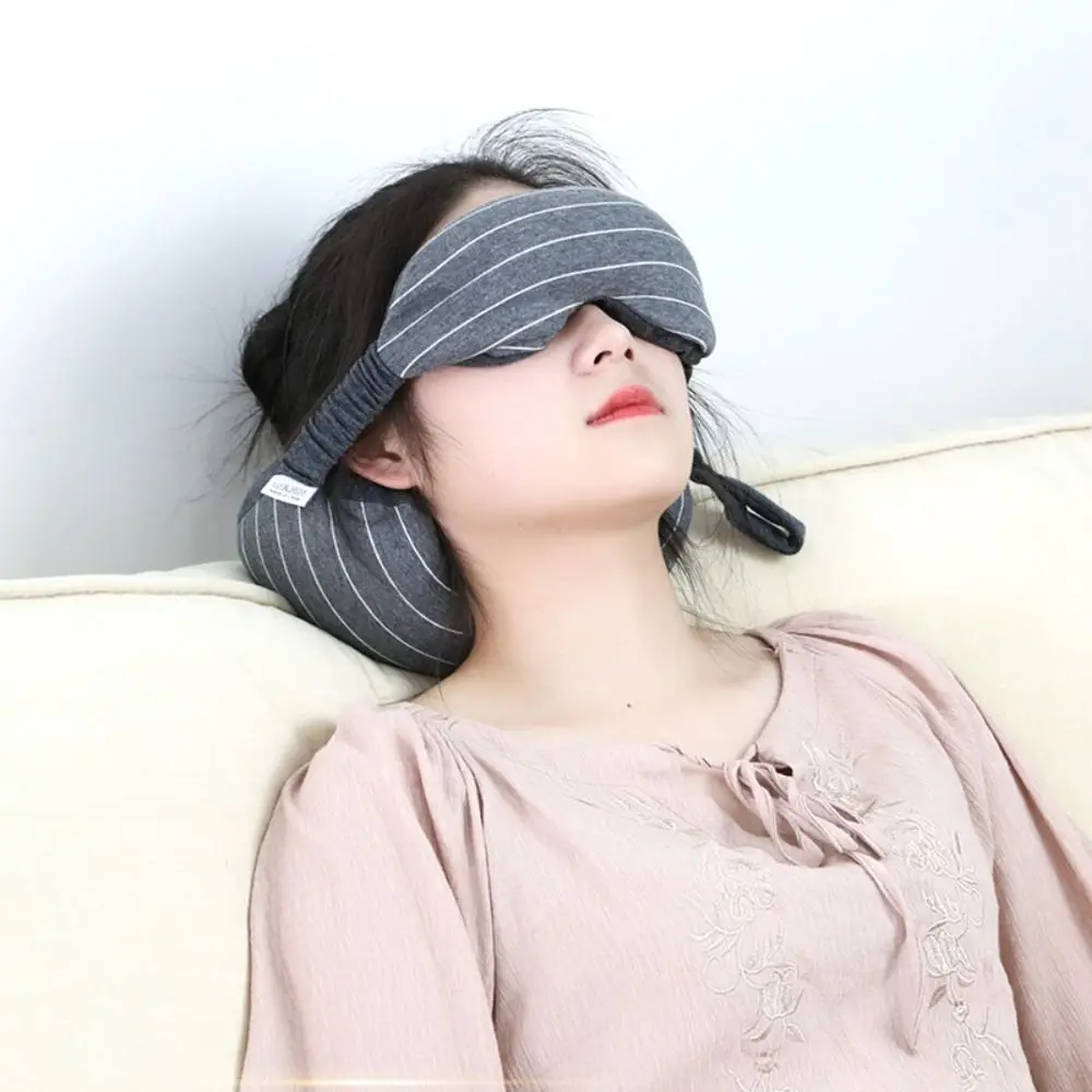 New 2-in-1 Eye Mask Neck Pillow Portable Neck Guard Travel Pillow Office Airplane Sleep Rest Napping Sleeping Pillow