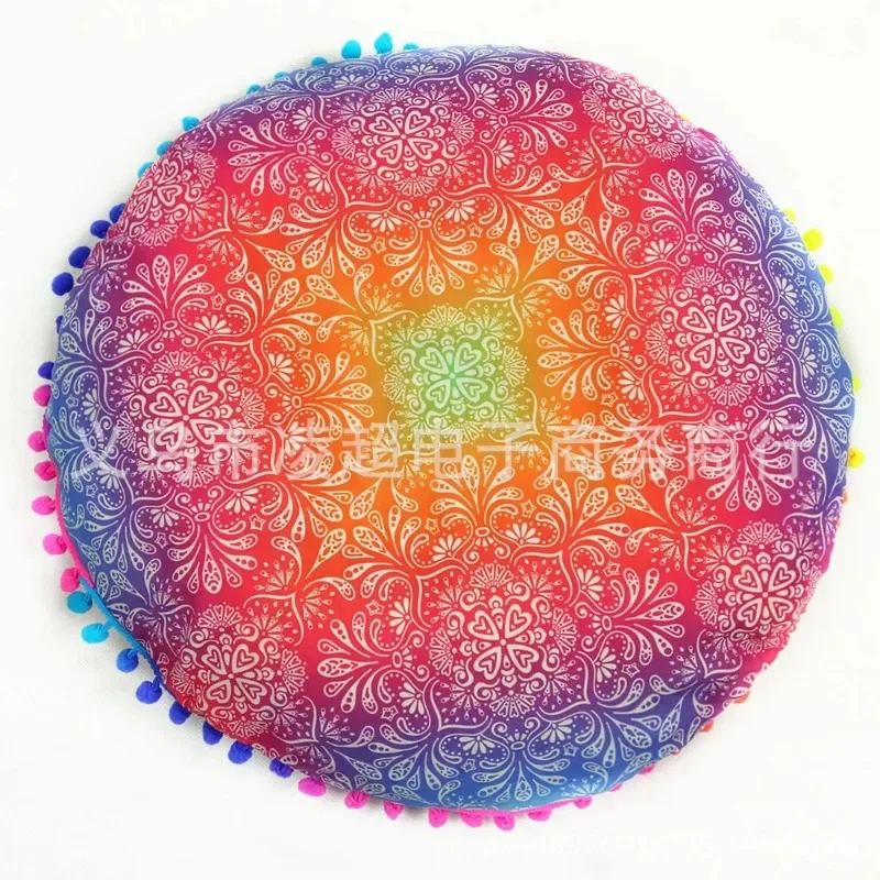 Ethnic Style Round Mandala Pattern Pillowcase Bohemian Cushion Cover Boho Floor Cushion Pillow Case Home Decoration 43x43cm